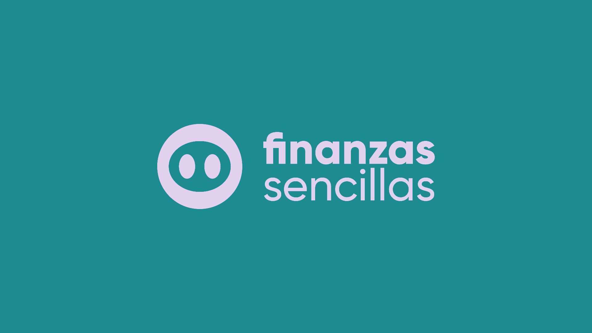 Logotipo de Finanzas Sencillas en rosa sobre fondo turquesa.